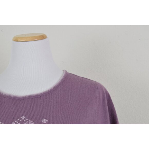 Vintage 90s Crosstich Mauve Knit Top size M - Picture 5 of 9